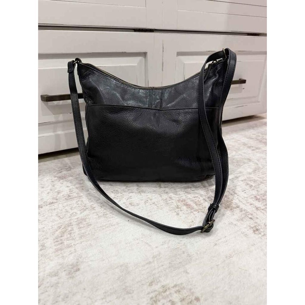 Margot New York Black Pebbled Leather Crossbody Bag Hobo Organizer Purse